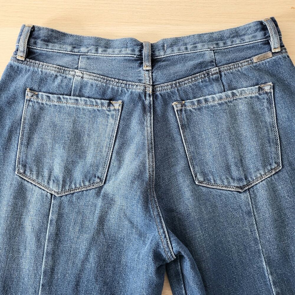 Kancan Medora High Rise 90s Slit Raw Hem Straight Leg Jeans Medium Wash 13 30 - Picture 7 of 13